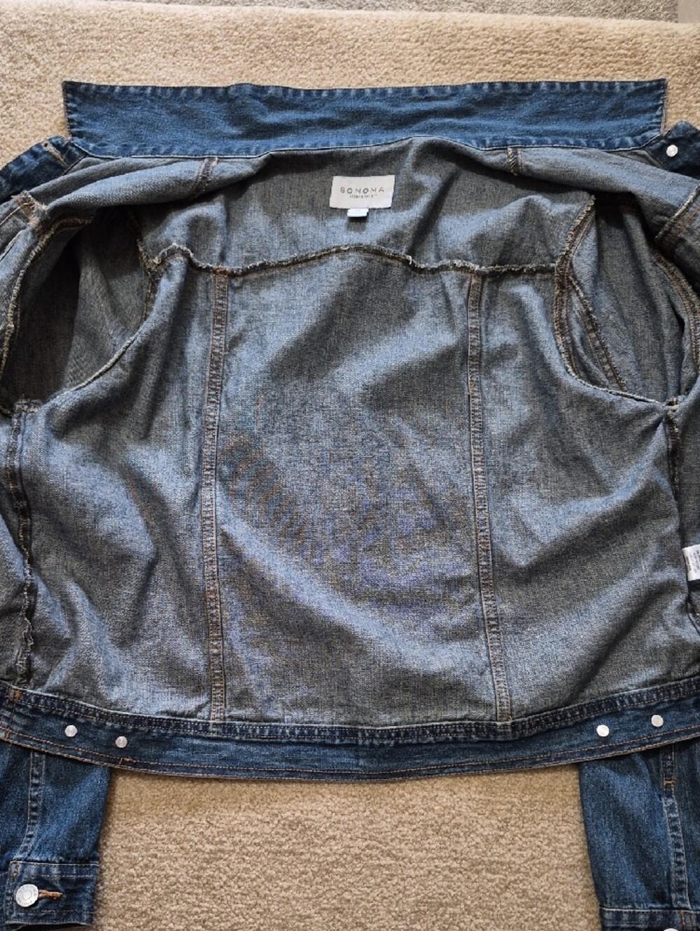 SONOMA Classic Boxy Jean Jacket in Medium Blue Denim Size XL - Picture 9 of 11